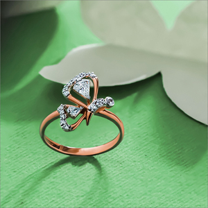 Bague Papillon Diamantée Magnifique, Bague de Valeur Éternelle, Diamant au lever du soleil sur une couronne de bronze, Couronne de Légende et de Lumière - Product Image 1