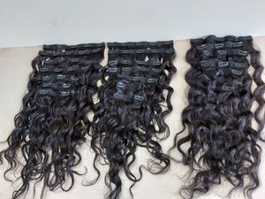 Wholesale 4C Water Wave Burmese curly Afro <b>Kinky</b> Curly Clip Human <b>Hair</b> <b>Extensions</b> Pre-Bonded Weaves - Product Image 6