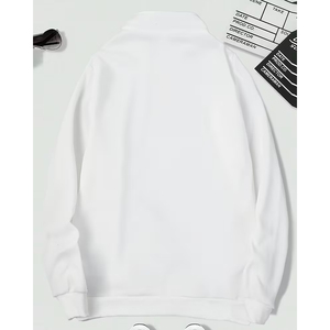 Men's Women's Oversized Half Zip Sweatshirt <b>Mock</b> <b>Neck</b> Plain Cotton Fleece Custom Logo Casual <b>Top</b> - Product Image 2
