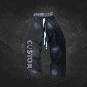 กางเกงวิ่งทรงหลวมสำหรับผู้ชายเอวสูงปานกลางเอวสองชั้นสำหรับฤดูหนาวพิมพ์ลายที่กำหนดเอง - Product Image 1