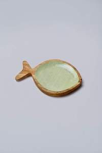 Plateau de service en bois artisanal en forme de poisson moderne, ensemble multi-pièces, décoration de maison de style côtier et cadeau pour fête de fruits de mer - Product Image 2