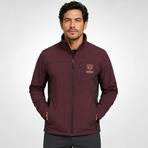 Veste polaire bordeaux pour homme, col montant, fermeture éclair, coupe-vent, décontractée, pour l'automne, coupe ajustée, en polyester tricoté - Product Image 1