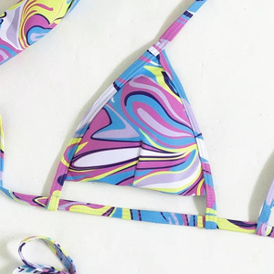 Conjunto de Bikini STITCH LAB para Mujer, Estampado Animal Colorido, 2 Piezas, Top Triangular de Spandex y Poliéster, Braguita con Lazos Laterales, Ajuste Elástico Regular - Product Image 5