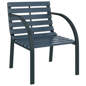 Ensemble de 2 chaises de jardin durables de taille moyenne en bois gris et acier, mobilier d'extérieur durable - Product Image 3