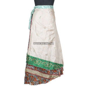 Nuevo Precio Mayorista: Faldas de Seda Saree Magic Wrap, Faldas de Seda Saree Vintage Rajasthani para Playa, Faldas de Seda Saree Indias - Product Image 6