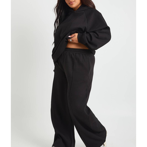 Ensemble 2 pièces ODM taille haute automne-hiver, tenue de voyage aéroport, survêtement de course personnalisé en molleton bouclette 500 GSM grande taille pour femme - Product Image 4