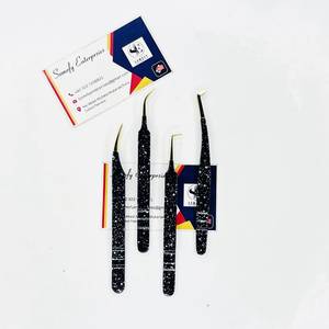 Pince à épiler Somofy Enterprises Gold Tips Silver Dotts pour cils, en acier inoxydable, pointe de précision lisse, 10 mm, durable, antistatique, personnalisée - Product Image 4