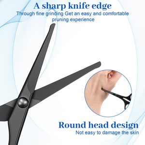 Tijeras Profesionales para Pelos de Nariz de 4.7 Pulgadas, Tijeras de Acero Inoxidable con Puntas Redondeadas y Curvas de Seguridad - Product Image 6