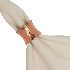 Luxury Handmade Hammered Copper Napkin Ring Set for Dining Table Decor, Modern Minimalist Metal Napkin Holder for Wedding Party - Product Image 1
