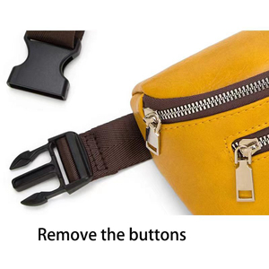 Sac banane unisexe en cuir PU, forme baril, fermeture éclair, jaune, 8,2x5,5 pouces, pour usage quotidien - Product Image 4