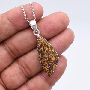 Handmade Mariam Jasper Pendant Necklace 925 Sterling <b>Silver</b> Natural Gemstone Vintage Engagement Party Jewelry Gift for Women - Product Image 4