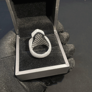 Luxury Two Tone Pave Diamond Statement <b>Ring</b> <b>Mens</b> Hip Hop Geometric Baguette Cluster Cocktail Jewelry - Product Image 6