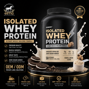 Poudre d'isolat de protéines de lactosérum OEM, étiquette privée, halal, haute teneur en protéines, fabricant de nutrition sportive, protéines pour la musculation - Product Image 1