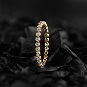 Bezel Set Lab Grown Diamond Certified Eternity Band 14K Yellow Gold <b>Bridal</b> Stackable Customizable Minimalist Handmade Jewelry - Product Image 1