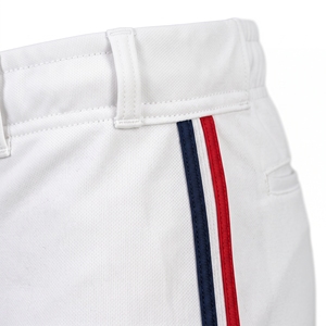 Maillots de baseball/softball personnalisés à double passepoil en sergé 100 % polyester blanc avec passepoil double, rouge marine, passants de ceinture et ourlet ouvert – Uniforme d'équipe - Product Image 4