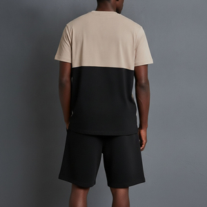 Ensemble 2 pièces streetwear respirant pour homme, 100 % coton, couleur unie, avec logo personnalisé brodé ou imprimé, grande taille, idéal pour l'été – Vente en gros - Product Image 3
