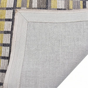 Tapis à carreaux gris moutarde et ivoire en laine, antidérapant, écologique, moderne, pour salon, chambre et intérieurs d'hôtel - Product Image 5