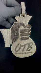 Pendentif Sac d'Argent Personnalisé avec Logo, Énorme Pendentif Hip Hop Iced Out en Argent Sterling 925, Bijoux Bling en Moissanite VVS, Sac d'Argent Porte-Bonheur - Product Image 4