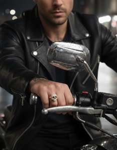 Bague Crâne Iced Out pour Hommes, Style Hip Hop Bling, en Argent Sterling 925 Plaqué Or 14K, Bijou de Mode Massif et Audacieux, Style Rapper - Product Image 4