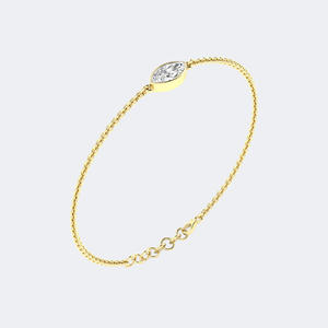 Bracelet à maillons en or 14K avec diamants de laboratoire taille marquise et ovale 0,50 carat total, coupe brillante VVS VS DEF, chaîne délicate multi-formes - Product Image 2
