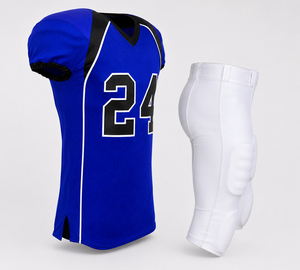 American Football Jersey Set Blue V-Neck <b>Mesh</b> 24 Number <b>Short</b> Sleeve With White Pants Moisture Wicking Adult Men's Apparel - Product Image 6