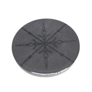 Ensemble de sous-verres en marbre en gros, sous-verres ronds en pierre avec motif floral nordique, finition noire mate, sous-verres décoratifs pour table - Product Image 3