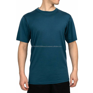 T-shirts pour hommes de haute qualité, col rond, manches courtes, coupe ample, couleur bleu uni, de haute qualité, pour l'automne, t-shirt de sport - Product Image 3