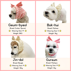 Collier pour chien HEDYS GROOMING en coton biologique réglable avec nœud rose et bords festonnés, résistant à l'eau, réduction du bruit, protection des oreilles - Product Image 4