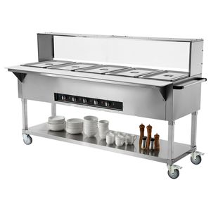 Scaldavivande Commerciale a 5 Vasche 20.6QT, Tavolo Elettrico a Vapore 3750W, Professionale per Buffet e Catering, Manuale, in Acrilico - Product Image 1
