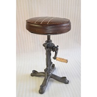 Mécanisme de manivelle en fonte levage à la main cuir rond os incrustation Console siège tabouret de salon