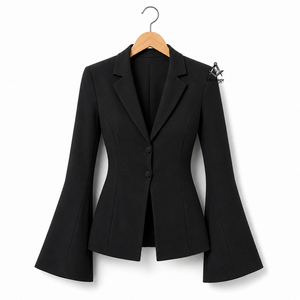 Delta Sigma Sorority Fraternity Elegant Black Blazer Greek Apparel <b>Flare</b> Sleeves <b>Coat</b> Heritage Masonic Regalia Business Wear - Product Image 4