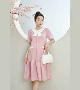 Robe de maternité conçue avec nœud rose, bon prix, respirante, minimaliste, haute élasticité, pas de décoloration V641 - Product Image 1