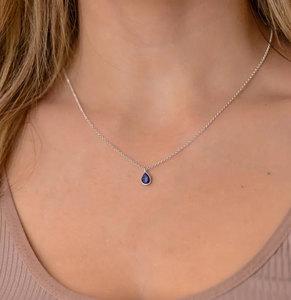 สร้อยคอแต่งงานทรงหยดน้ำตาแบบมินิมอล-จี้อัญมณีชุบเงิน925สำหรับผู้ชายได้รับการรับรองจาก IGI - Product Image 3