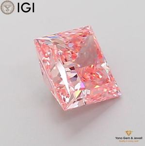 เพชรทรงปริ๊นเซส 1.50 กะรัต สีชมพูสดใส ระดับความสะอาด VVS2 ผลิตในห้องปฏิบัติการด้วยเทคนิค CVD พร้อมใบรับรอง IGI สำหรับเครื่องประดับ - Product Image 3