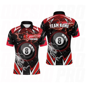 Camiseta de Polo 100% Poliéster para Billar, Diseño Personalizable por Sublimación, Manga Corta, Transpirable, de Secado Rápido, Uniforme de Equipo OEM - Product Image 1
