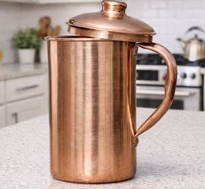 Copper jug set for everyday kitchen stress usage water metal set with <b>glasses</b> durable reusable kitchen dining drinkware - Product Image 1