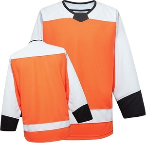 New Design Custom Blank Orange Ice Hockey Jersey Sublimation Practice Hockey Uniform Shirts Wholesale - Product Image 1