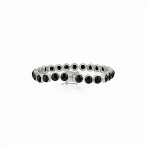 Pulsera de tenis elegante con piedras preciosas naturales de forma redonda en negro estrella, para mujer, en plata de ley 925, precio al por mayor. - Product Image 5
