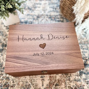 Baby <b>Memory</b> <b>Box</b> Personalized Wooden Keepsake <b>Box</b> Eco Friendly Durable Modern Baby Shower Gift for New Mom Nursery Decor - Product Image 1
