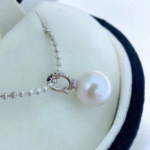 Collier pendentif en perle d'eau douce Edison, argent S925, avec lumière extrêmement intense, blanc australien plat, remplacement du mamelon - Product Image 1
