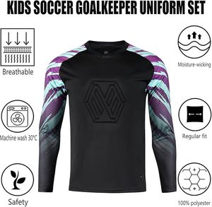 ชุดเสื้อและกางเกงฟุตบอลสำหรับเด็กผู้ชาย ชุดยูนิฟอร์มผู้รักษาประตูแขนยาวสำหรับเด็กและเยาวชน - Product Image 4