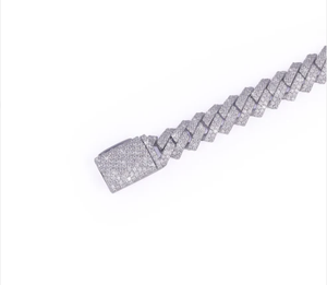 <b>Silver</b> Plated Men's Hip Hop Cuban Link <b>Bracelet</b> With Round Brilliant Cut Diamond Micro Insert Chain Style Gift Jewelry - Product Image 3