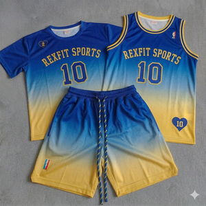 REXFIT SPORTS Ensemble de maillot et short de basketball personnalisé pour adulte, léger, à séchage rapide, en polyester, OEM - Product Image 1