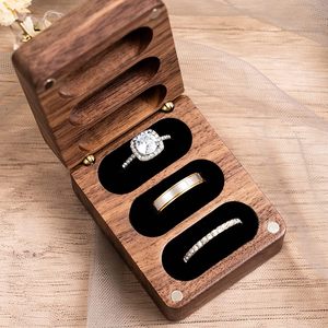 Wood <b>Ring</b> <b>Box</b> for 3 <b>Rings</b> Wedding Ceremony - Engraved Wooden <b>Ring</b> <b>Bearer</b> <b>Box</b> Wedding Accessories - Product Image 2