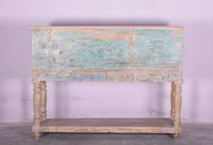 Mejor Colección: Mesa Consola de Madera Maciza Hecha a Mano con Cajones y Estante Inferior, Aparador Rústico Estilo Granja, Gabinete Antiguo con Arte del Himalaya - Product Image 2