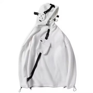 Sweat-shirt tendance pour homme, blanc, style techwear, urbain, tactique, cyberpunk, multi-poches, avec sangles, hip hop, surdimensionné, streetwear ninja - Product Image 1
