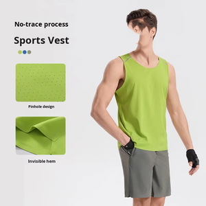 Débardeur de basketball sans manches pour homme, respirant, effet rafraîchissant, sans couture, 100 % polyester, coupe classique - Product Image 1