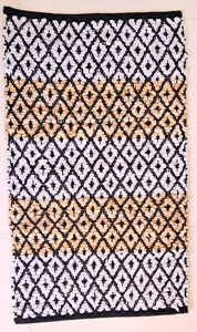 Tapis de porte rectangulaire en coton floral fait main, style bohème, tissage plat, avec envers en jute, fin (0,2-0,4 cm), écologique, adapté aux animaux domestiques, lavable à la main, pour la maison - Product Image 6