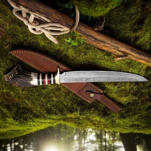 Cuchillos de Caza Premium con Hoja Fija, Patrón Damasco, Mango de Madera y Funda de Cuero para Camping, Senderismo y Actividades al Aire Libre - Product Image 4