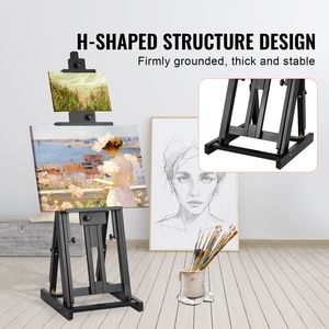 Cavalletto da Studio H a Doppia Posizione per Tela, in Legno di Faggio, con Vassoio Inferiore per Tela, Supporta Telai Fino a 77 Pollici - Product Image 5